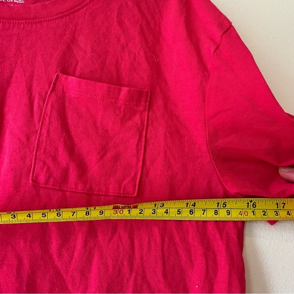🌼 5/$25 Girls Pocket Tee Magenta Pink Short Sleeve Cotton Basic Top Size L 10/12 - Picture 5 of 8